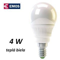 LED iarovka EMOS RS-line mini globe 4W TEPL BIELA E14 (Z74610)