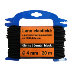 Lano elastick s polyesterovm povrchom so 100% latexom, ierna 4mm/20m